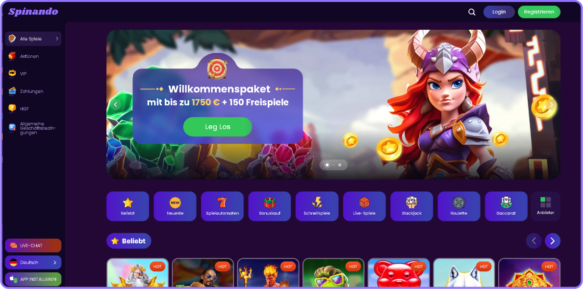 Spinando Casino Bonus Deutschland 2025 – Sichere dir Willkommens- & Wochenboni